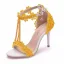 Charming White Pearl T-Strap Lace Flower Wedding Shoes 2021 9 cm Stiletto Heels Open / Peep Toe Wedding Sandals High Heels