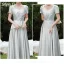 Modest / Simple Olive Green Satin Bridesmaid Dresses 2021 A-Line / Princess Short Sleeve Backless Floor-Length / Long Wedding Party Dresses