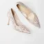 Chic / Beautiful Champagne Lace Flower Wedding Shoes 2021 8 cm Stiletto Heels Pointed Toe Wedding Pumps High Heels