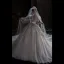 Luxury / Gorgeous Glitter Sequins Beading Pearl Lace Flower Ivory Wedding Dresses 2022 Ball Gown Scoop Neck Puffy Short Sleeve Sash Satin Bow Royal Train Wedding