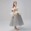 Elegant Champagne Sequins Cascading Ruffles Flower Girl Dresses 2022 Ball Gown Scoop Neck Short Sleeve Floor-Length / Long Birthday Flower Girl Dresses