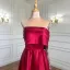 High-end Burgundy Satin Prom Dresses 2022 A-Line / Princess One-Shoulder Beading Rhinestone Sequins Long Sleeve Backless Split Front Floor-Length / Long Formal Dresses