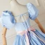 Lovely Sky Blue Satin Pleated Prom Dresses 2022 Ball Gown Strapless Puffy Short Sleeve Backless Bow Floor-Length / Long Formal Dresses