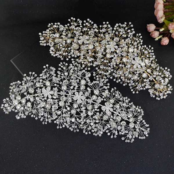 Amazing / Unique Silver Rhinestone Flower Alloy Bridal Hair Accessories 2022 Wedding Accessories Headpieces Hair Hoop