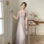 Chic / Beautiful Lace Flower Sequins Dusky Pink Bridesmaid Dresses 2022 A-Line / Princess Short Sleeve Backless Sash Floor-Length / Long Bridesmaid Dresses