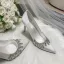 Charming Ivory Satin Rhinestone Wedding Shoes 2022 9 cm Stiletto Heels Pointed Toe Wedding Pumps High Heels