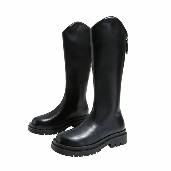 Mode Beige Vêtement de rue Hiver Bottes Femme 2022 Imperméables À Bout Rond Plate Bottes