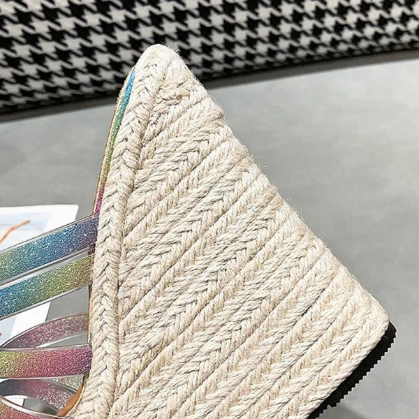 Fashion Multi-Colors Street Wear Braid Womens Sandals 2021 16 cm Platform Wedges Open / Peep Toe Sandals