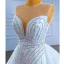 Luxury / Gorgeous White Wedding Dresses 2022 Trumpet / Mermaid Scoop Neck Sleeveless Backless Beading Pearl Rhinestone Cathedral Train Wedding
