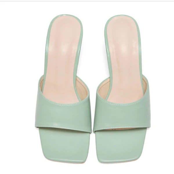Enkla Casual Sage Grön Sandaler Dam 2021 10 cm Stilettklackar Peep Toe Sandaler Högklackade