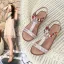 Bohemia Champagne Beach Rhinestone Womens Sandals 2021 Open / Peep Toe Wedges T-Strap Sandals
