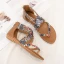 Bohême Marron Désinvolte Plage Plate Sandales 2021 X-Strap Peep Toes / Bout Ouvert Sandales Femme