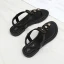 Bohême Été Noire Plage Plate Sandales Femme 2021 Faux Diamant T-Strap Peep Toes / Bout Ouvert Sandales