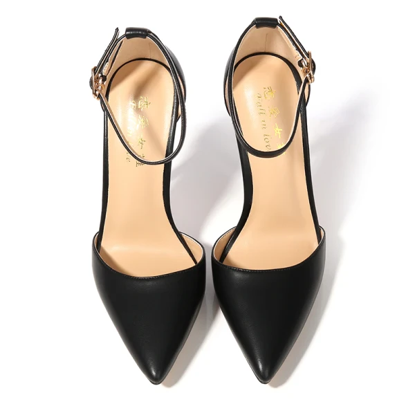 Proste / Simple Czarne Biuro OL Buty Damskie 2020 Z Paskiem 12 cm Szpilki Szpiczaste Sandały