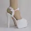 Moderne / Mode Blanche Chaussure De Mariée 2018 En Dentelle Fleur Perle Bride Cheville 14 cm Talons Aiguilles Peep Toes / Bout Ouvert Mariage Talons Hauts