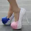 Lovely Blushing Pink Wedding Shoes 2018 Lace Flower Rhinestone 14 cm Stiletto Heels Round Toe Wedding Pumps