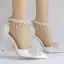 Modern / Fashion White Wedding Shoes 2018 Pearl Rhinestone Tassel 9 cm Stiletto Heels Pointed Toe Wedding High Heels