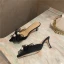Fashion Black Street Wear Womens Sandals 2021 Pearl Bow 7 cm Stiletto Heels Pointed Toe Slipper & Flip flops High Heels