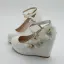 Modern / Fashion White Outdoor / Garden Womens Shoes 2018 Appliques Rhinestone Ankle Strap 9 cm Wedges Round Toe