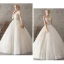 Abordable Ivoire Robe De Mariée 2018 Robe Boule En Dentelle Fleur Perle Faux Diamant Paillettes Dos Nu Chapel Train
