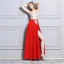 Sexy Rouge Robe De Soirée 2019 Princesse Appliques En Dentelle Faux Diamant V-Cou Sans Manches Dos Nu Fendue devant Longue Robe De Ceremonie