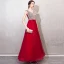 Chic / Beautiful Burgundy Evening Dresses  2019 A-Line / Princess Beading Sequins Bow V-Neck Backless Sleeveless Floor-Length / Long Formal Dresses