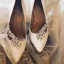 Chic / Beautiful Champagne Wedding Shoes 2019 Leather Crystal 10 cm Stiletto Heels Pointed Toe Wedding Pumps