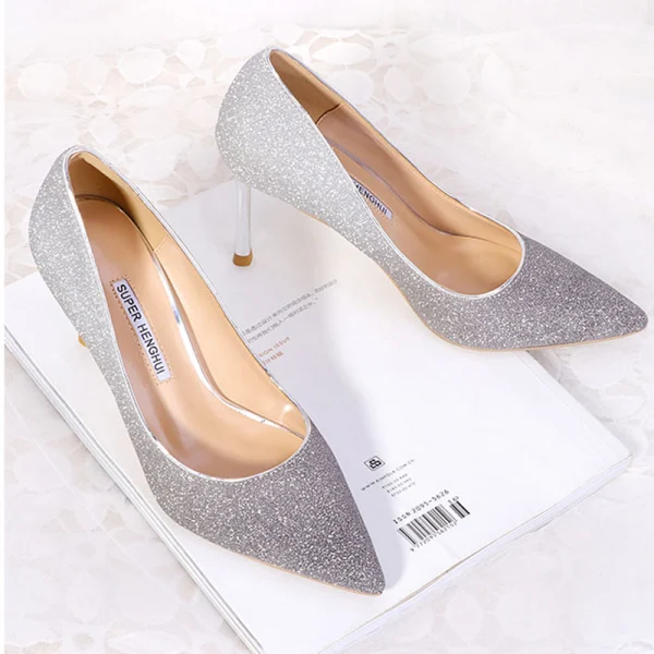 Glitzernden Rosa Brautschuhe 2018 Glanz 8 cm Stilettos Spitzschuh Hochzeit Pumps