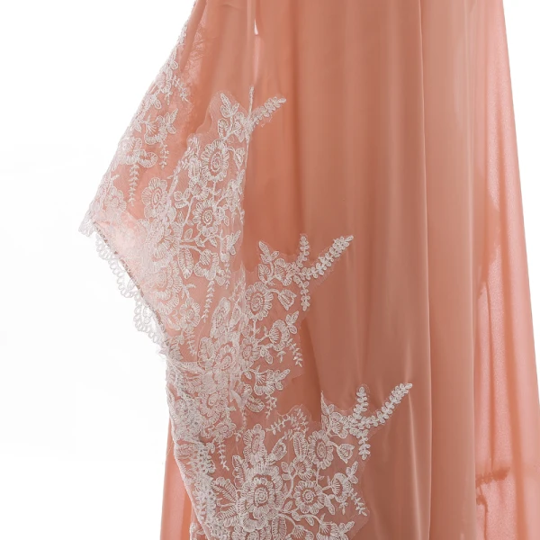 Vintage 2 Bit Pärla Rosa Aftonklänningar 2018 Prinsessa Urringning Appliqués Spets Långärmad Långa Formella Klänningar