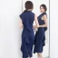 Modern / Fashion Modest / Simple Navy Blue Evening Dresses  2019 Trumpet / Mermaid Scoop Neck Sleeveless Tea-length Formal Dresses
