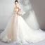 Charming Champagne Wedding Dresses 2019 A-Line / Princess Off-The-Shoulder Appliques Embroidered Pearl 3/4 Sleeve Backless Cathedral Train