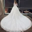 Chic / Belle Rouge Robe De Mariée 2019 Princesse Encolure Dégagée Perlage Cristal En Dentelle Fleur 1/2 Manches Royal Train
