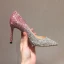 Scintillantes Dégradé de couleur Rougissant Rose Promo Escarpins 2018 Paillettes Cuir 8 cm Talons Aiguilles Escarpins