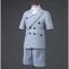 Mode Gris Bleu Ciel Costume Garçon Mariage 2021 Manches Courtes Noeud Cravate