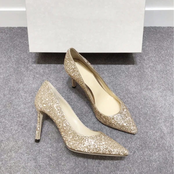 Glitter Gradiëntkleur Avond Pumps 2019 Leer Pailletten 8 cm Naaldhakken / Stiletto Spitse Neus Pumps