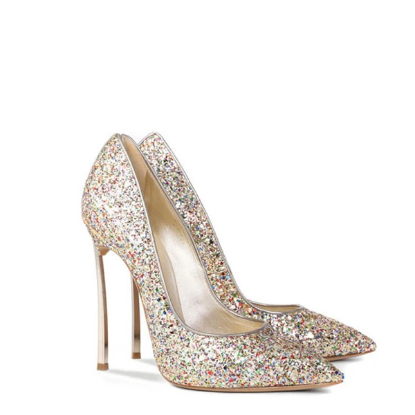 Glittrande Svarta Afton Pumps 2019 Paljetter 10 cm Stilettklackar Spetsiga Pumps