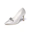 Luxury / Gorgeous White Wedding Shoes 2019 Leather Rhinestone 8 cm Stiletto Heels Pointed Toe Wedding Pumps