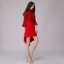 Chic / Belle de retour Kaki Robe De Graduation 2018 Princesse Noeud En Dentelle Asymétrique Col Haut 3/4 Manches Robe De Ceremonie
