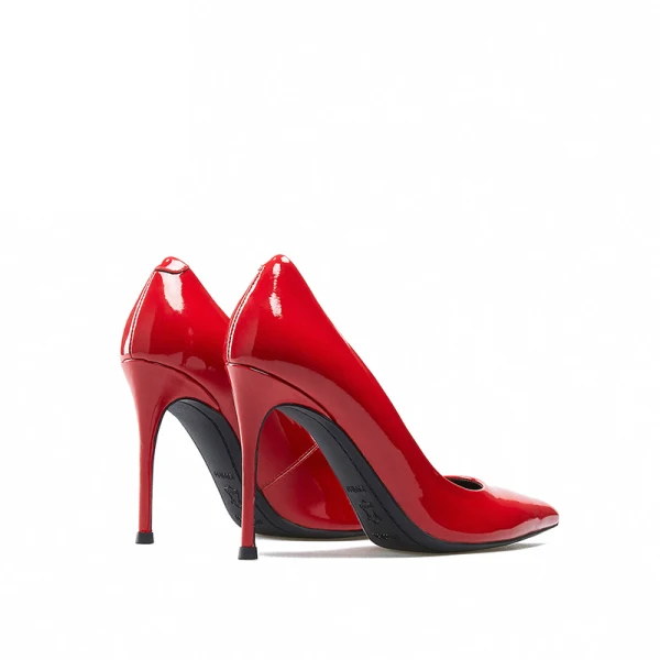 Schöne Rot Leder Abend Pumps 2019 Lackleder 10 cm Stilettos Spitzschuh Pumps