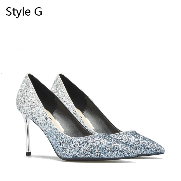 Scintillantes Argenté Cuir Soirée Escarpins 2019 Paillettes 8 cm Talons Aiguilles À Bout Pointu Escarpins