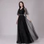 Chic / Belle Bleu Marine Robe De Soirée 2018 Princesse Glitter Métal Ceinture V-Cou Dos Nu 1/2 Manches Longue Robe De Ceremonie