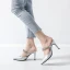 Chic / Beautiful Silver Casual Womens Sandals 2019 Leather Satin Rhinestone 9 cm Stiletto Heels Sandals Pointed Toe