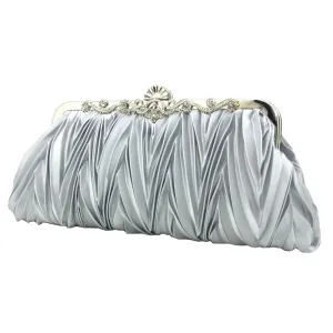 Classic Elegant Silver Clutch Bags Striped Beading Rhinestone Velour Wedding Cocktail Party Accessories 2019