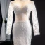 Luxury / Gorgeous Ivory Wedding Dresses 2019 Trumpet / Mermaid Scoop Neck Beading Sequins Lace Flower Long Sleeve Backless Detachable Chapel Train