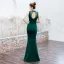 Chic / Beautiful Dark Green Evening Dresses  2019 Trumpet / Mermaid High Neck Beading Sleeveless Backless Floor-Length / Long Formal Dresses