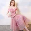 Chic / Belle Rose Bonbon de retour Robe De Graduation 2019 Princesse De l'épaule Paillettes Manches Courtes Dos Nu Thé Longueur Robe De Ceremonie