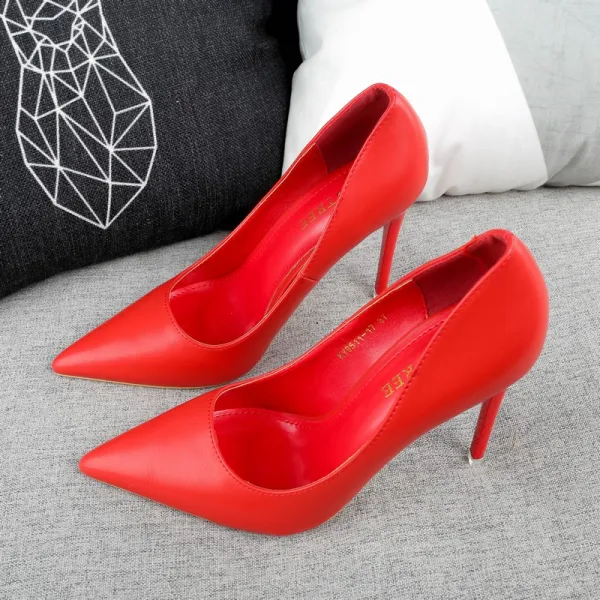 Schöne Rosa Abend Pumps 2019 Lackleder 10 cm Stilettos Spitzschuh Pumps