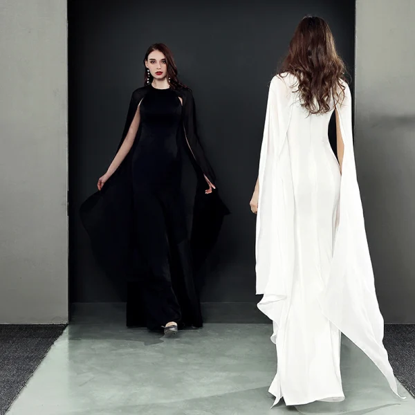 Amazing / Unique Black Evening Dresses 2018 Trumpet / Mermaid Scoop Neck Long Sleeve Floor-Length / Long Formal Dresses