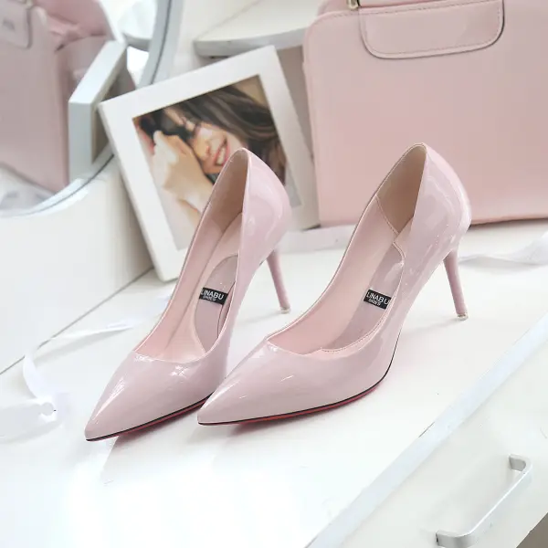 Chic / Belle Ivoire Bureau Escarpins 2019 Cuir Verni 8 cm Talons Aiguilles À Bout Pointu Escarpins