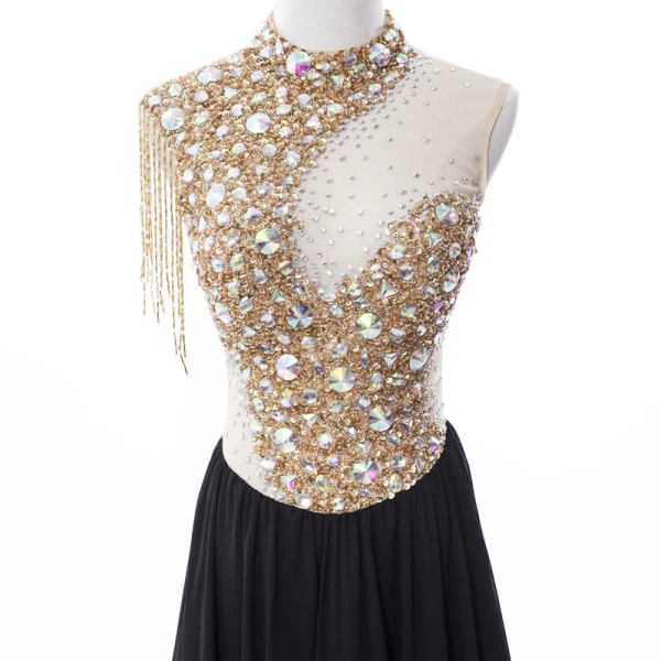 Glittrande Aftonklänningar 2017 Ärmlös Beading Kristall Paljetter Chiffong Rhinestone Tassel Formella Klänningar Svep Tåg